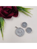Gleaming White Stone American Diamond Locket Set 